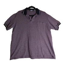 Golf Short Sleeve Shirt David Taylor Pocket Checkered Red White Blue Men's L