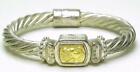 Vintage Sterling Silver & Gold plate 8.2mm Twisted Cable Cuff Bracelet bangle