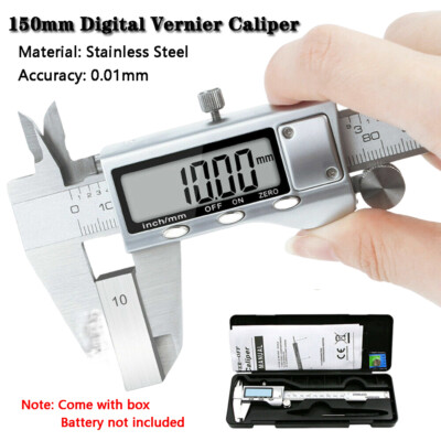 6'' Stainless Steel Digital Caliper Vernier Micrometer Electronic Measuring Ruler