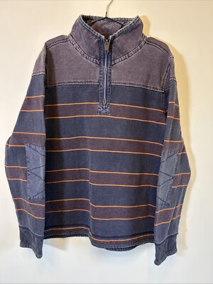 Fat Face The Iconic Airlie Sweatshirt Large Blau Mix 1/4 Zip High Neck Baumwolle