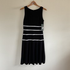 Lauren Ralph Lauren Sleeveless Black Dress With White Horizontal Stripes Sz 6