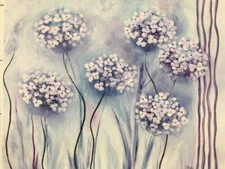 Acrylic hand painted Painting Purple Floral Abstract Rhododendrons 16" x 20"