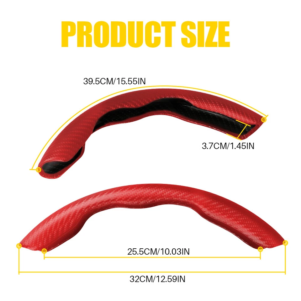 For Honda Civic Accord Steering Wheel Cover Protector Non-Slip Carbon Fiber Red - Image 4 of 4