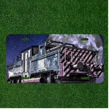 Custom Personalized License Plate Auto Tag With Railroad Train By Moon Design