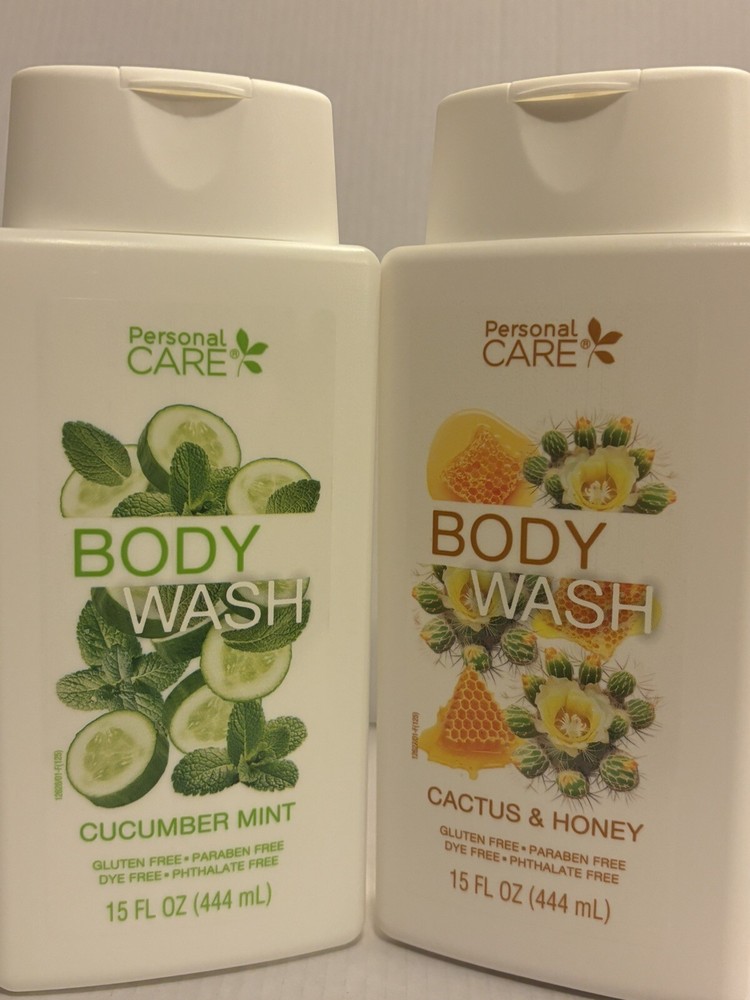 2 New Bottles Personal CARE BODY WASH Cucumber Mint / Cactus & Honey 2024