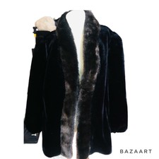 Vtg Womens Coat Sz 17/18 Faux Fur Vintage Black 80's Nos /with Tags