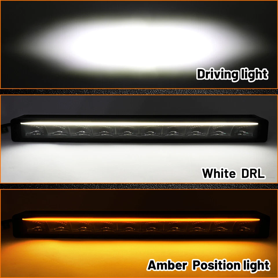 22" 32 42" 52" LED Work Light Bar Offroad Spot Flood Amber/w DRL Fog Driving SUV - Image 4 of 4