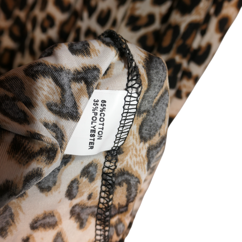 Jersey Knit T Shirt Maxi Dress Womens M Tall Brown Stretchy Big Cat Animal Boho - Picture 12 of 14