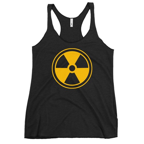 Yellow Radioactive Radiation Warning Sign Women's Racerback Tank Top Shirt - Picture 5 of 15