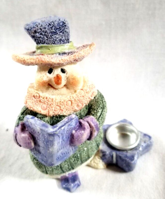 3.5'' Begging Charity Snowman Caroling Goodwill Xmas Holiday Window Shelf Decor