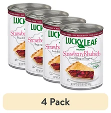 (4 Pack)  Premium Strawberry Rhubarb Fruit Filling and Topping, 21 Oz
