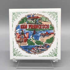 Seven Star San Francisco Tourist Travel Souvenir Glazed Tile Drink Coaster MCM