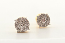 10kt Yellow Gold Diamond Cluster Stud Earrings .22ctw Screwback Posts