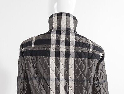 BURBERRY LONDON Grey Check Qulited Zip Jacket Size UK12 US10 BURBERRY LONDON Grey Check Qulited Zip Jacket Size UK12 US10