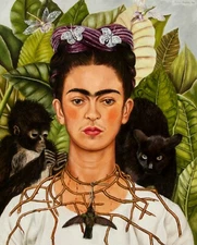 Print or Canvas - Frida Kahlo, Self-Portrait with Thorn Necklace and Hummingbird