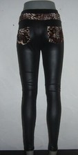 Leggins leggings leopardato tasche LEO nero pantalone elasticizzato S M L XL XXL NUOVO