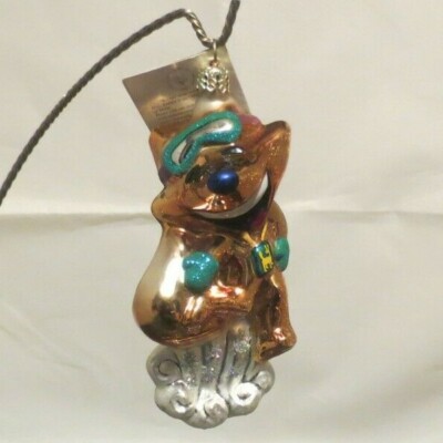 Christopher Radko 2002 Olympic Mascot Bear Christmas Ornament New Green Gloves 