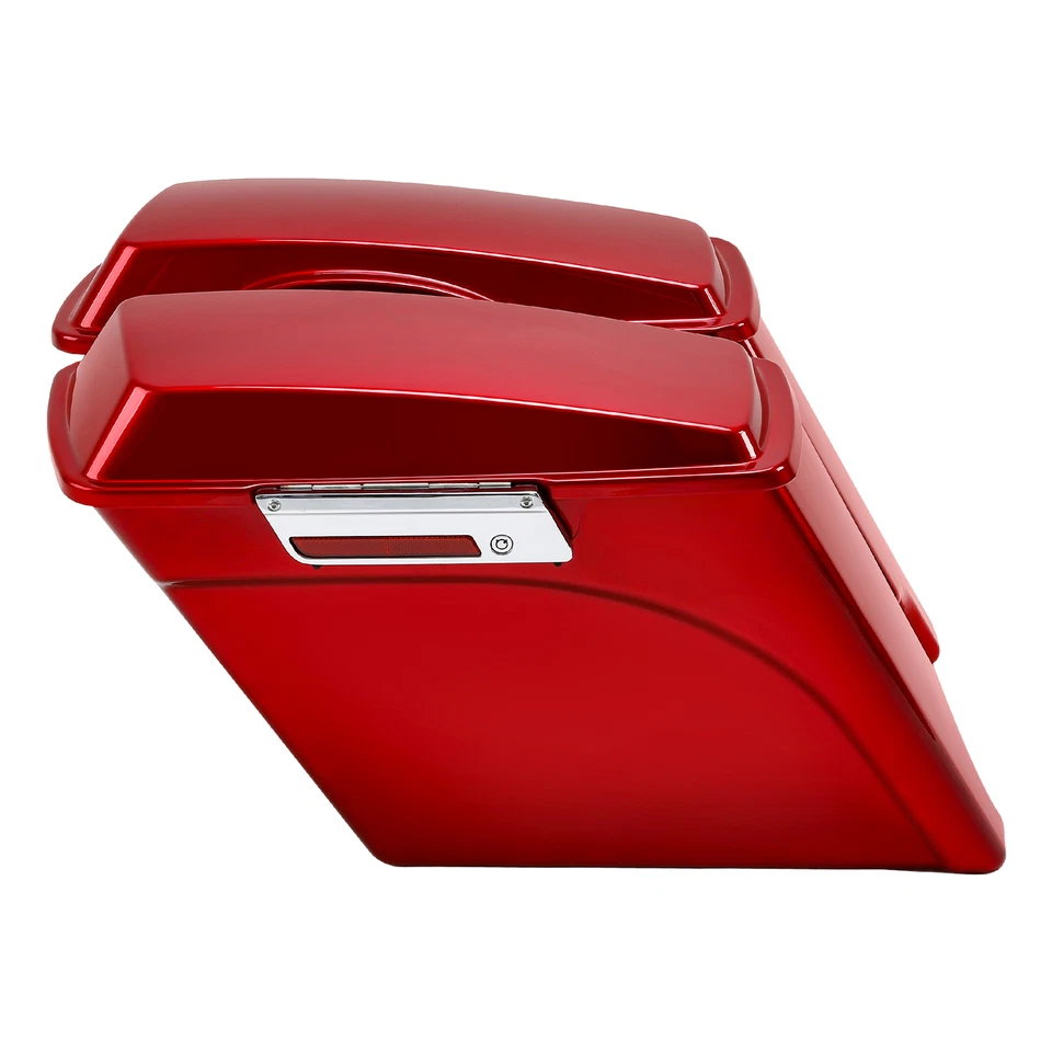 Alforjas duras extendidas extendidas rojas de 5" aptas para Harley Softail FLST 1984-2017 Foto 3 de 4