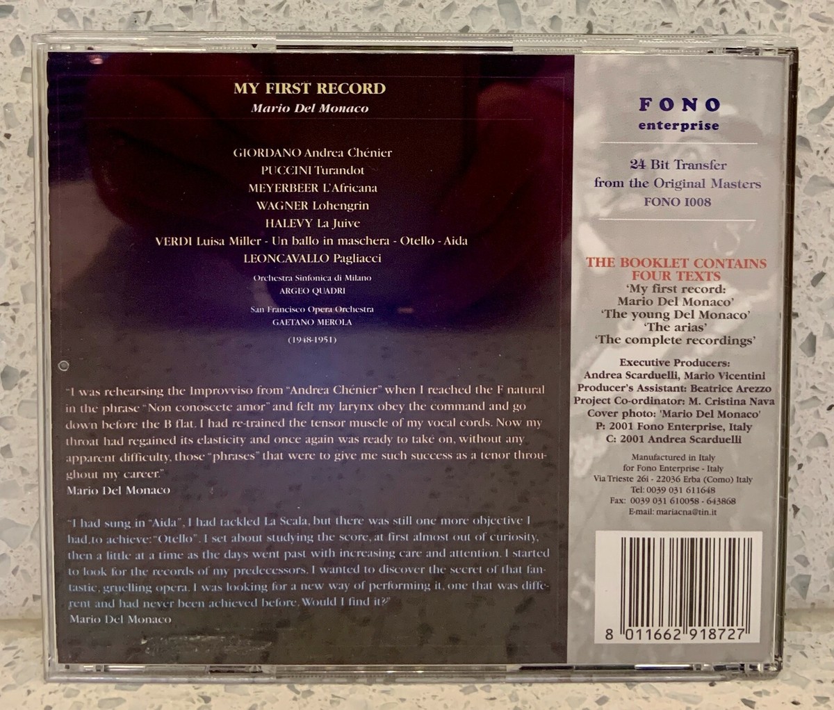 Mario del Monaco - My First Record by Mario Del Monaco (CD, Mar