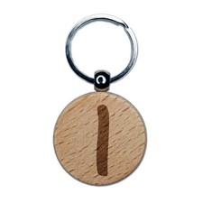 Number 1 One Felt Marker Font Engraved Wood Round Keychain Tag Charm