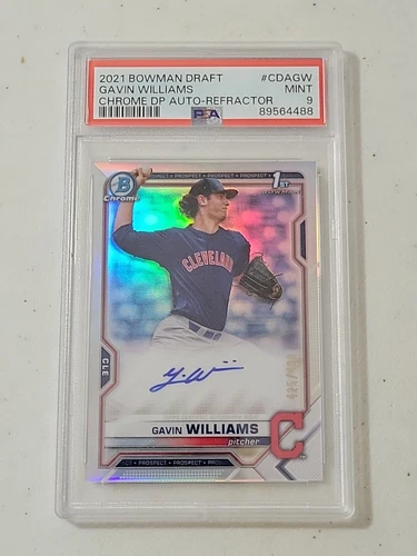 2021 Bowman Chrome Draft Gavin Williams 1st Auto Refractor/499 Guardians PSA 9