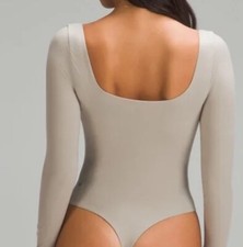 Lululemon Nulu Square-Neck Long-Sleeve Bodysuit Size LARGE RIVERSTONE Color Nwt