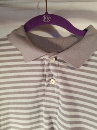 Polo para hombre Merona gris algodón a rayas cuello de 2 botones - talla mediana - Imagen 4 de 11