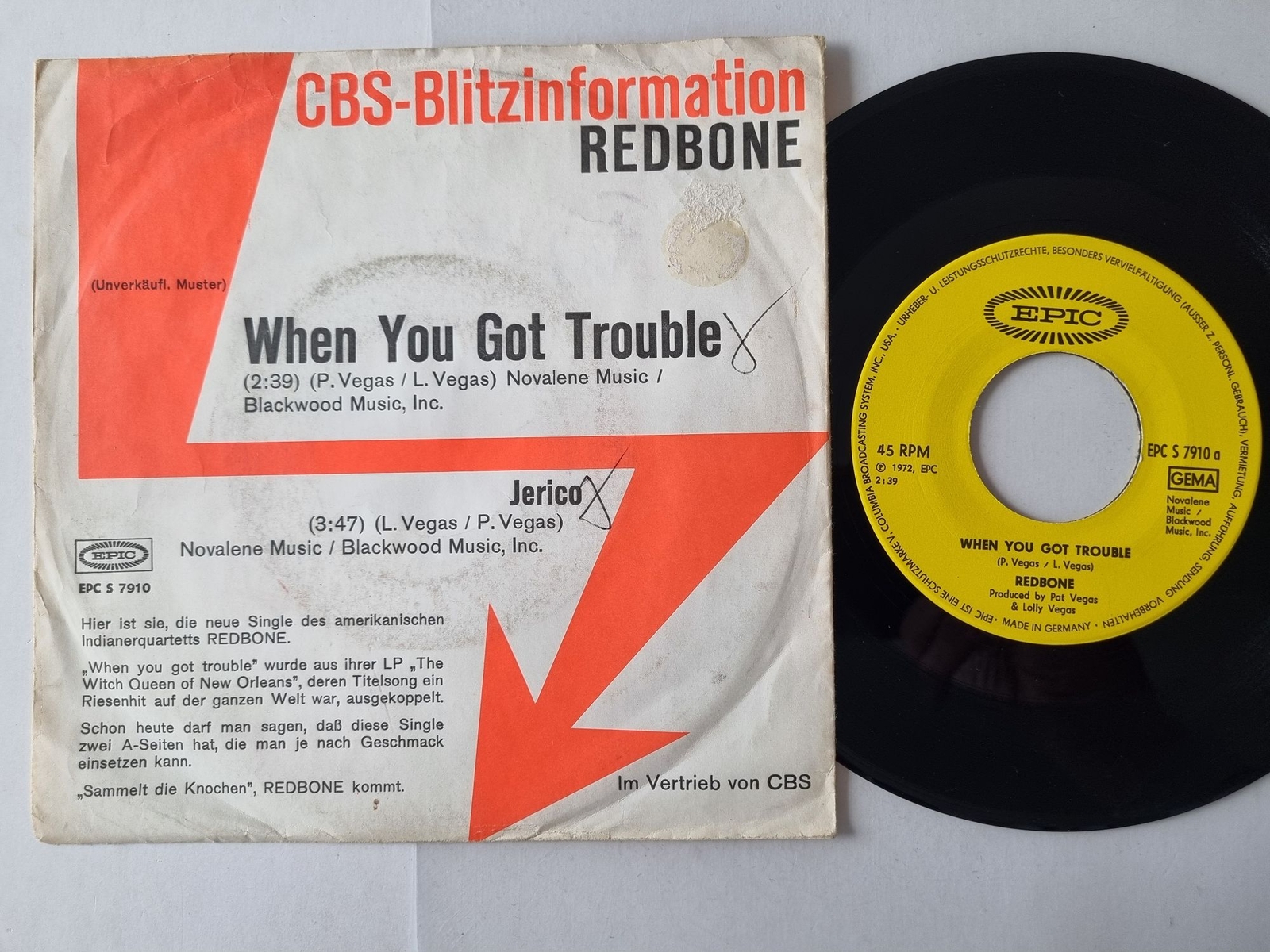 Redbone - When You Got Trouble 7'' Vinyl Germany PROMO