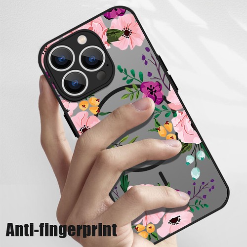 For iPhone 16 Pro Max 15 14 13 12 11 ShockProof Flower MagSafe Hybrid Case Cover - Picture 10 of 16