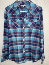 TIN HAUL Lightweight Cotton Western Style PLAID Shirt - Medium 1E 