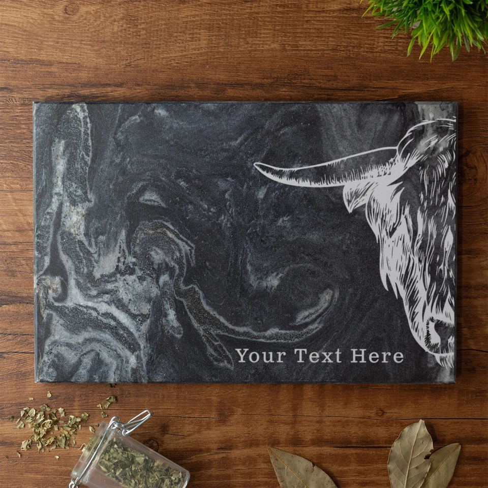 Highland Cow Solid Marble Chopping Board Custom Printed ServeBoard - Image 2 of 4