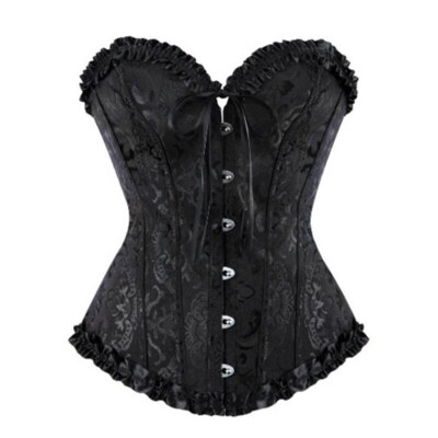 Sexy Corsets Bustiers Floral Lace Tops for Women Gothic Satin Lingerie Corselet 