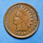 1897 Indian Head Cent Penny ~ F FINE ~ US Type Coin Collectible