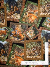 Woodland Family Baby Animal Fabric Black Cotton 9102 Elizabeths Studio By Yard
