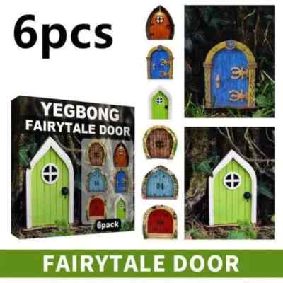 6PCS Mini Fairy Door for Home Garden Tree Window Door Outdoor/Indoor Decor Gift