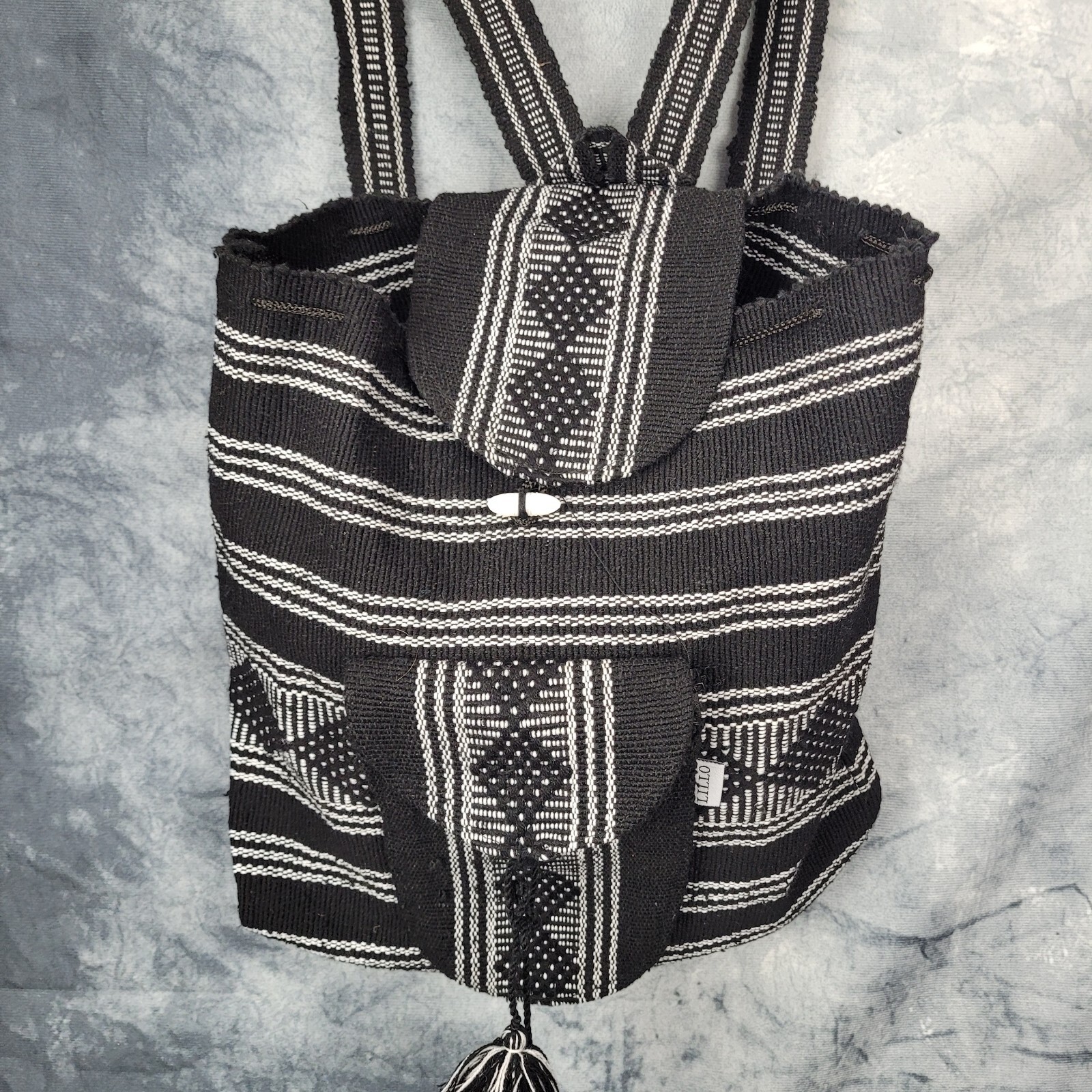 Lillo Native Woven Drawstring Knit Backpack Hippi… - image 1