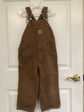 Carhartt Brown Bib Overalls Double Knee Toddler Size 4