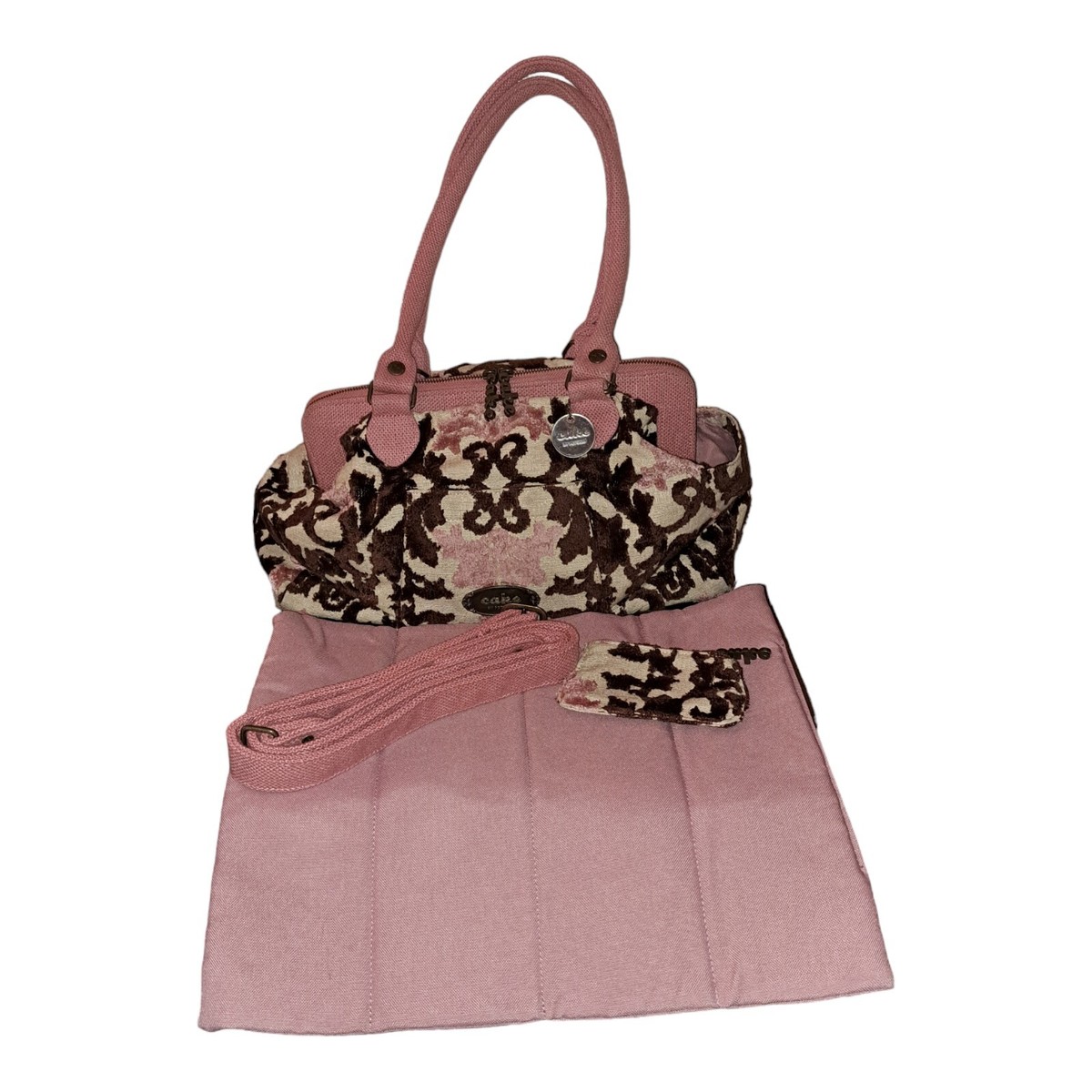 Petunia Pickle Bottom Cake Satchel Diaper Bag Backpack Pink Velvet Tapestry Luxe Cake By Petunia Pickle Bottom Diaper Bag Shoulder Strap Pad  main image 3