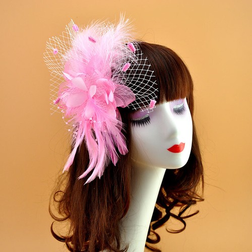 Hat Fascinator Flower Headband Clip Mesh Wedding Royal Ascot Formal Feather Hair - Picture 5 of 14