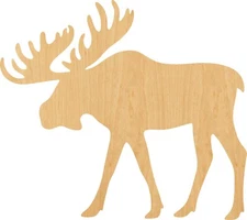 Moose Laser Cut Out Wood Shape Craft Supply - Woodcraft Cutout
