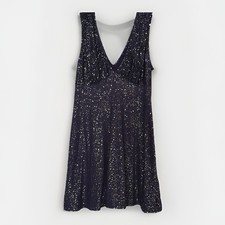 Vintage Y2K 90s Dress XL  Whimsigoth Fairy Blue Purple Sparkle Mesh Overlay