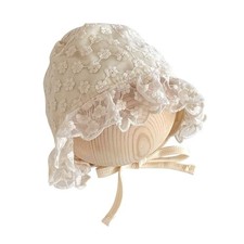 Baby Girls Lace Cotton Bonnet Retro Style 0-12 Months Smaller Flower