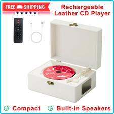 Rechargeable Leather CD Player W/ Speakers, Bluetooth Transmitter, Festival Gift