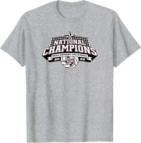 Texas A&M Aggies National Champs 2025 Volleyball Icon Gray T-Shirt