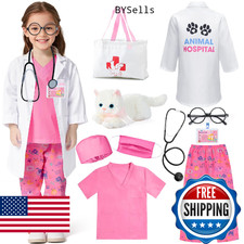 Latocos 10pcs Kids Veterinarian Costume Toddler Doctor Vet Kit Play Set Cat Coat