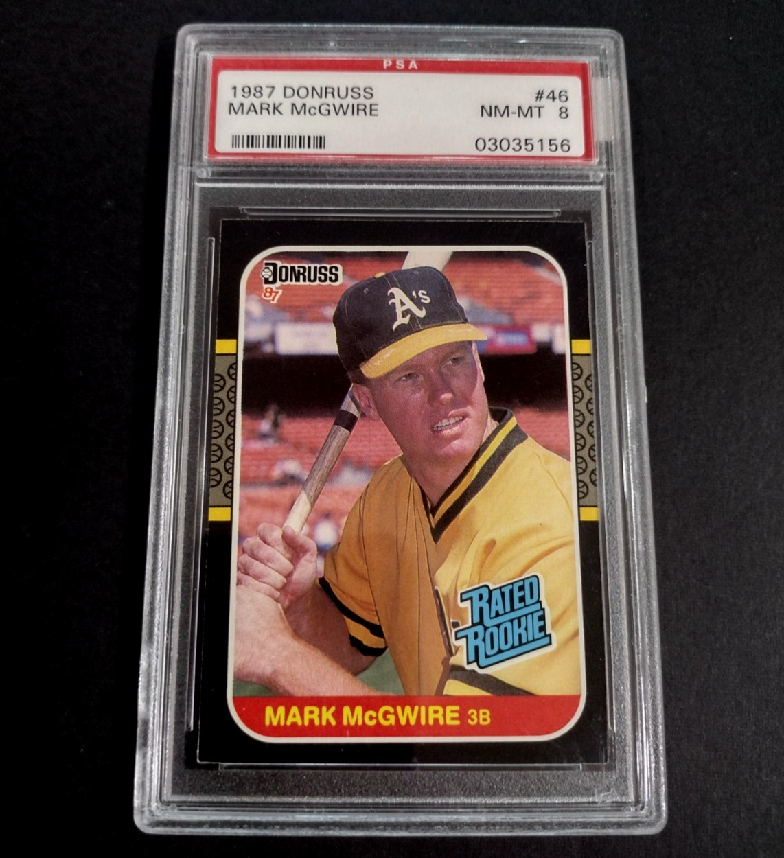1987 DONRUSS MARK MCGWIRE (RATED ROOKIE) #46  PSA 8