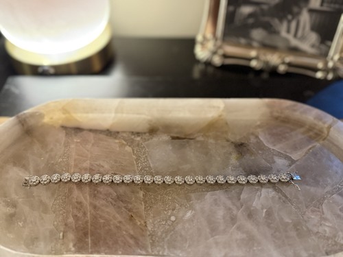 925 Sterling Silver Moissanite Tennis Bracelet 8” 7.1mm Iced - Picture 2 of 6