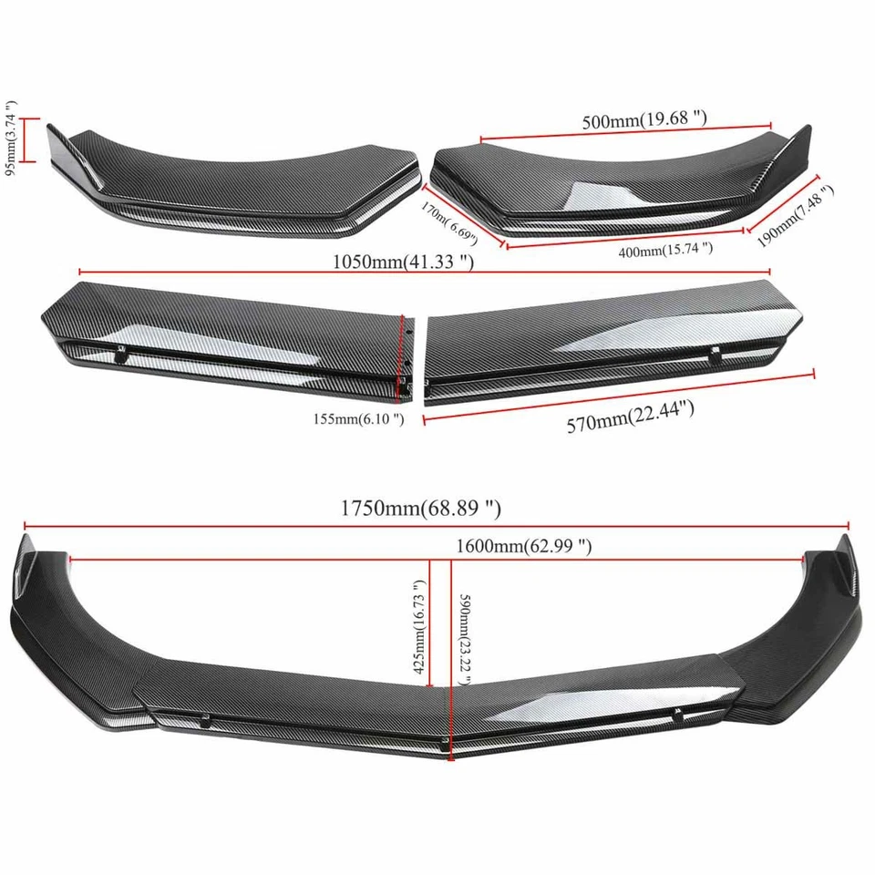 Carbon Fiber Front Bumper Lip Spoiler Body Kit For Subaru Impreza Legacy WRX STI Foto 2 de 4