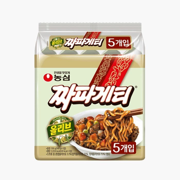 Paquete de 5 fideos Nongshim Chapagetti Jjajang coreanos instantáneos de frijoles negros ramen