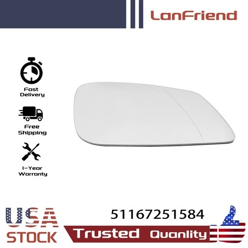 Right Side Rear Heated Wing Door Mirror White Glass Fit For Bmw F01 02 07 10 11